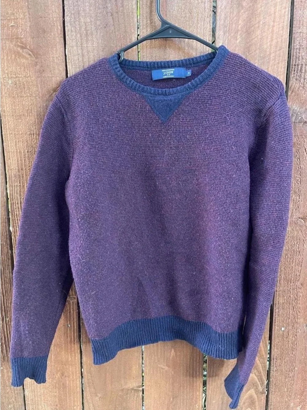 J.Crew Men’s 100% Lambswool Pullover Textured Knit Sweater Red Navy Sz M
